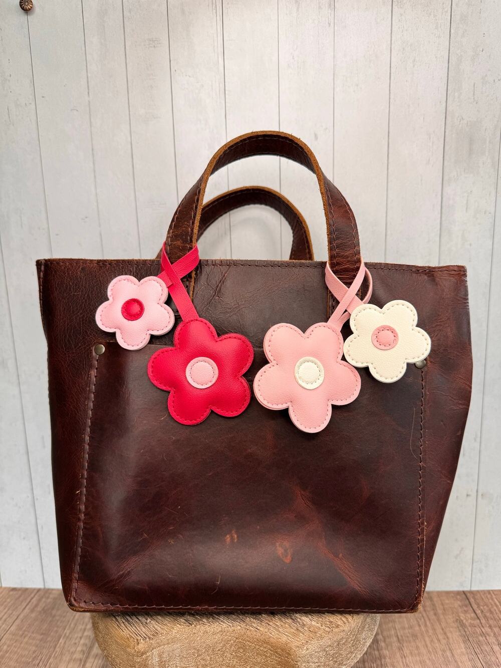 Flower Bag Charm Bundle Spring Purse Charms Set of 2 NEW Pink Hot Pink Fast Ship